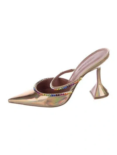 Pre-owned Amina Muaddi Gilda Patent Leather Mules
