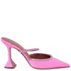 Amina Muaddi Women's Gilda Heeled Mules Patent 95 In Pink/white