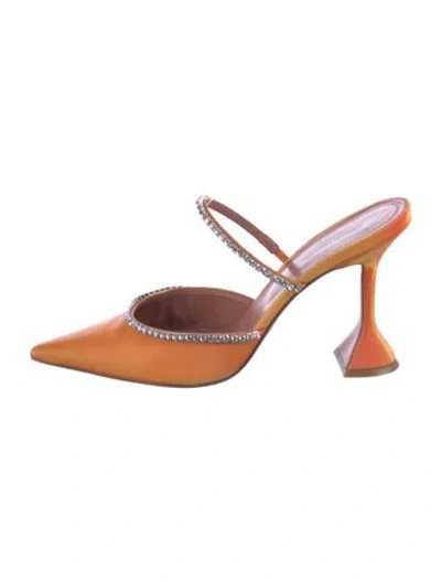 Pre-owned Amina Muaddi Gilda Printed Mules In Orange