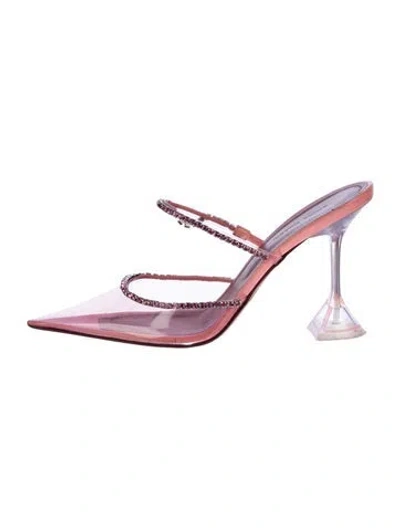 Pre-owned Amina Muaddi Gilda Pvc Mules In Pink
