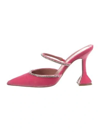 Pre-owned Amina Muaddi Gilda Satin Mules In Pink