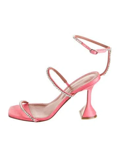 Pre-owned Amina Muaddi Gilda Satin Sandals In Pink