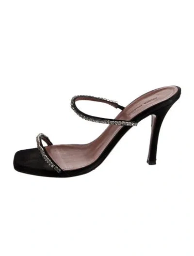 Pre-owned Amina Muaddi Gilda Satin Slides In Multi