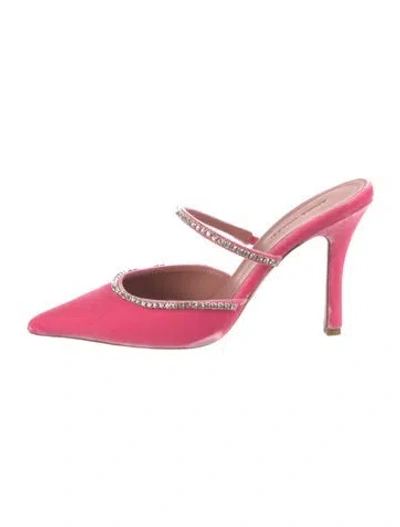 Pre-owned Amina Muaddi Gilda Satin Slides In Pink