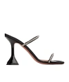 Amina Muaddi Round Toe High Heel Sandals In Black