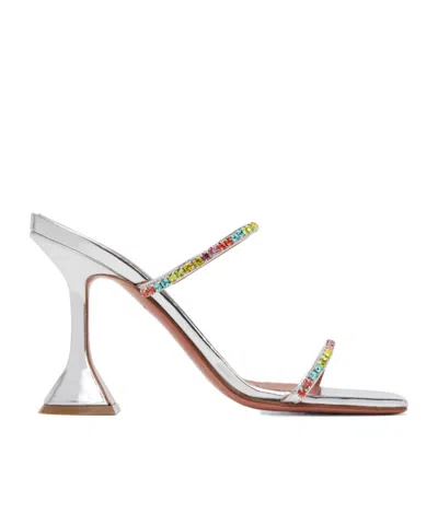 Amina Muaddi Gilda Slipper In Silver