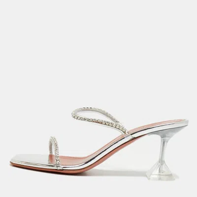 Pre-owned Amina Muaddi Gilda Size 37 Transparent Pvc Slide Sandals