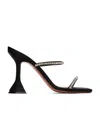 Amina Muaddi Round Toe High Heel Sandals In Black
