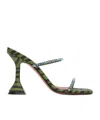 Amina Muaddi Green Gilda Slipper Heeled Sandals In Green