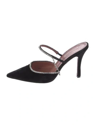 Pre-owned Amina Muaddi Gilda Velvet Mules In Black
