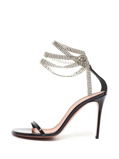 Pre-owned Amina Muaddi Giorgia Crystal-embellished Sandals In Black