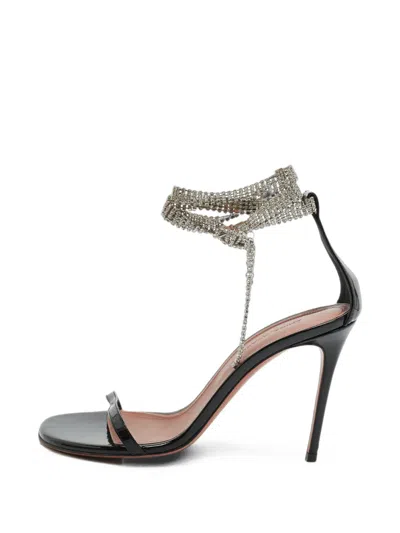 Pre-owned Amina Muaddi Giorgia Crystal-embellished Sandals In Black