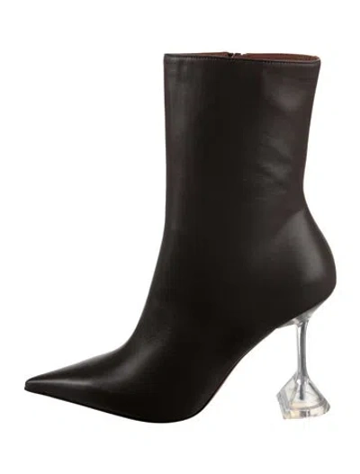 Pre-owned Amina Muaddi 'giorgia' Leather Boots In Black