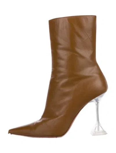 Pre-owned Amina Muaddi 'giorgia' Leather Boots In Brown
