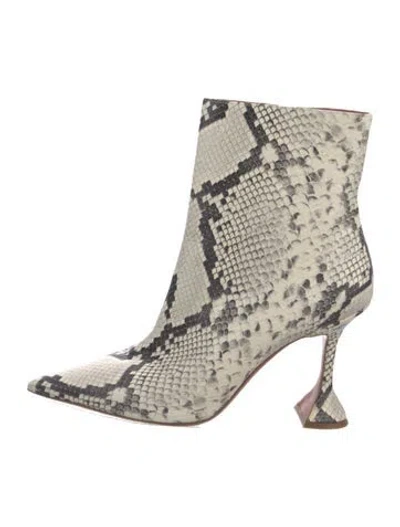 Pre-owned Amina Muaddi Giorgia Leather Boots In White