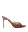 Amina Muaddi Bianca Glass Slipper 95 High Heel Sandals In Brown