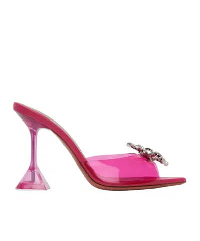 Amina Muaddi Glass Slipper Open-toed Heels Sandals In Pink | ModeSens