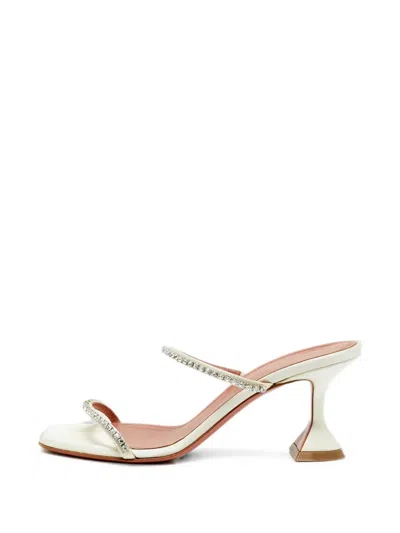 Pre-owned Amina Muaddi Glida Crystal-embellished Heeled Sandals In Neutral