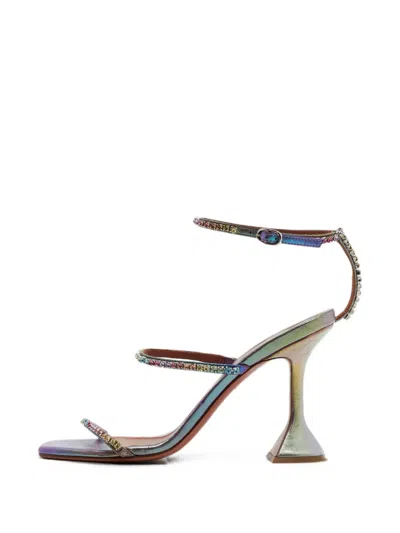 Pre-owned Amina Muaddi Glida Crystal-embellished Sandals In Purple