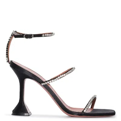 Amina Muaddi Glida Rhinestone Embellished Sandals In Black