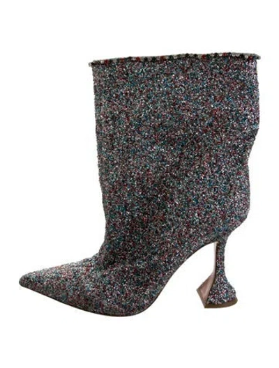 Pre-owned Amina Muaddi Glitter Patterned Boots In Metallic