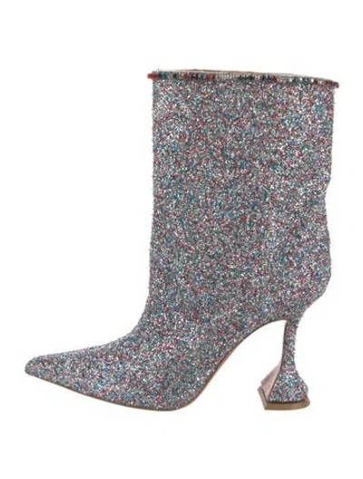 Pre-owned Amina Muaddi Glitter Printed Sock Boots W/ Tags