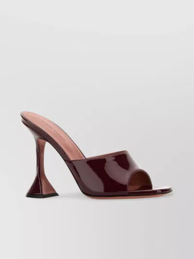 Amina Muaddi Glossy Finish Leather Lupita Mules In Brown