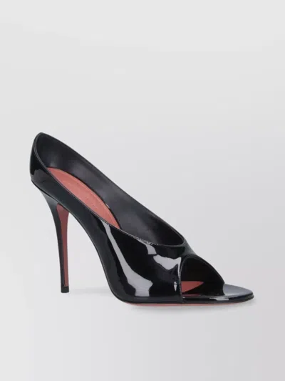 Amina Muaddi Glossy Peep Toe Stiletto Heel Pumps