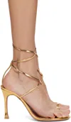 Amina Muaddi Henson Thong Lace Up Single-toed High-heeled Sandals In Gold