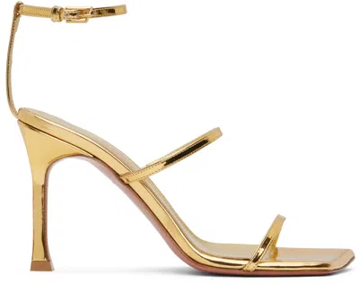 Amina Muaddi Gold Maya Heeled Sandals