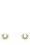 Amina Muaddi Multiring Hoop Earrings With Embellished Textured Finish In Golden