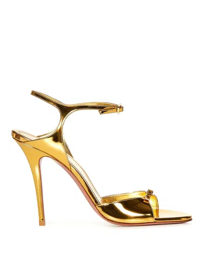 Amina Muaddi Gold Mirror Leather Adut Sandal 105 Sandals