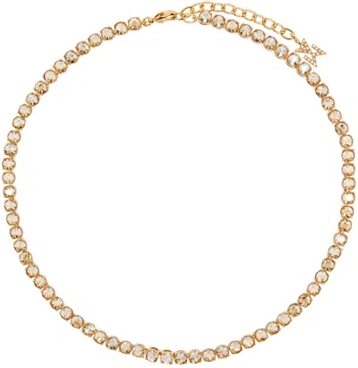 Amina Muaddi Gold Tennis Necklace In Golden Honey