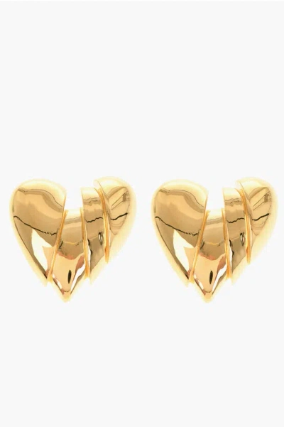 Amina Muaddi Golden-effect Heart-shaped Heartbreaker Earrings