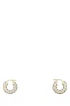 Amina Muaddi Jah Hoop Small White And Gold Crystal Earrings In Golden