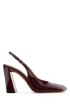 Amina Muaddi Grape Leather Charlotte Pumps