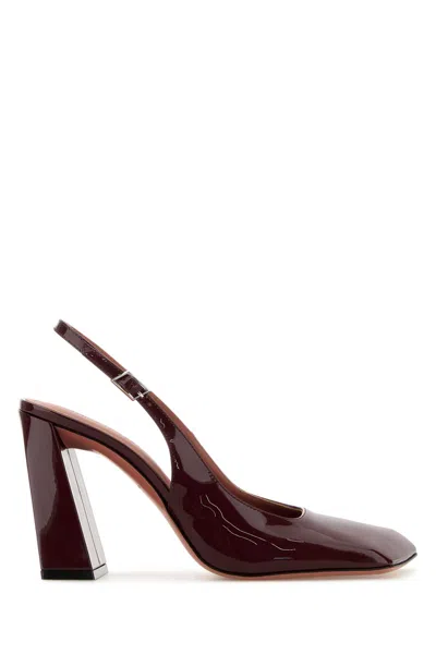 AMINA MUADDI GRAPE LEATHER CHARLOTTE PUMPS