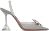 Amina Muaddi Gray Rosie Glass Sling Heels In Milky Grey