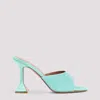 Amina Muaddi Satin Open-toe Sandals With Crystal Embellishments In Green