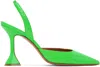Amina Muaddi Green Holli Sling Heels In Fluo Green