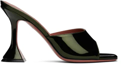 Amina Muaddi Green Lupita Slipper Heeled Sandals In Moss