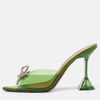 Pre-owned Amina Muaddi Green Pvc Rosie Slide Sandals Size 38