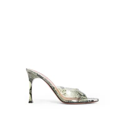 Amina Muaddi Green Pvc Stiletto Heel Women's Sandals