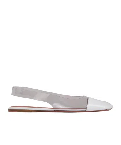Amina Muaddi Ane Slingback Leather Ballet Flats - Women's - Rubber/calf Leather/calf Leatherrubber In White