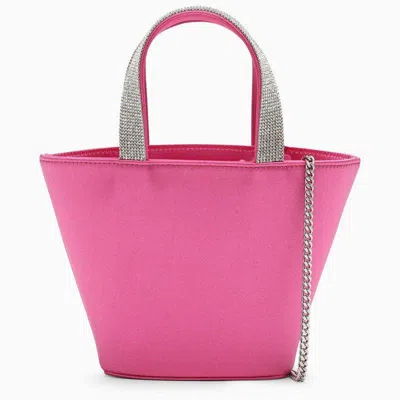 Amina Muaddi Rih Satin Bucket Bag In Pink