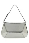 Amina Muaddi Ami Mini Frame Metallic Leather Shoulder Bag In Silver