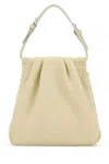 Amina Muaddi Vittoria Logo Printed Embellished Handle Bag In White