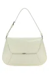 Amina Muaddi Women Black Leather Ami Shoulder Bag In White