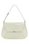 Amina Muaddi Calf Leather Rectangular Shoulder Bag In White