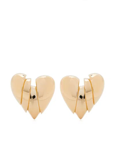 Amina Muaddi Heart Breaker Earrings In Gold